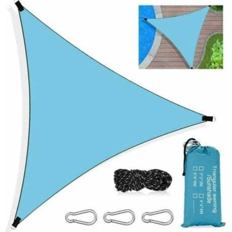 Dreieckiges Sonnensegel, Wasserdichtes Und Uv-beständiges Gewebe Mit Seil, Karabiner Und Tragetasche, Ideal Für Garten, Terrasse Und Außenpool (blau).