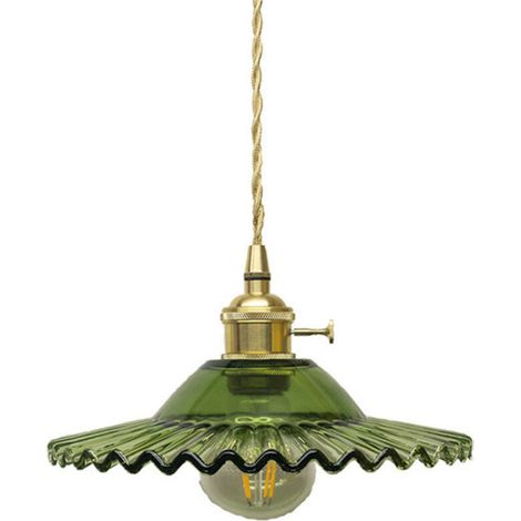 E27 Vintage Industrie-glas-pendelleuchte, Retro-deckenleuchte, Industrie-deckenbeleuchtung, Pendelleuchten (grünes Glas Ohne S)