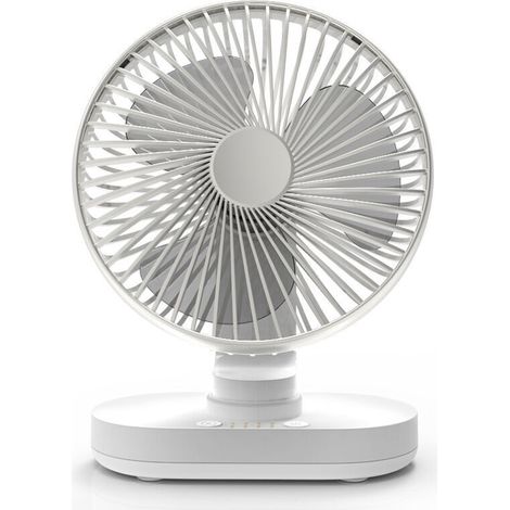 Ulisem 16,5 Cm Leiser Tischventilator, Automatische Oszillation, Batteriebetrieben, 4 Geschwindigkeitsstufen, 4000 Mah Usb-akku, Silber