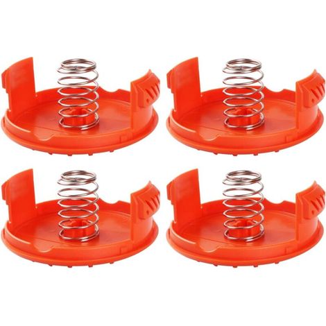 Set Aus 4 Spulenkappen Und 4 Federn Für Den Rasenmäher Black+decker Rc-100-p – Aus Metall Und Kunststoff – Stoß- Und Ölbeständig.