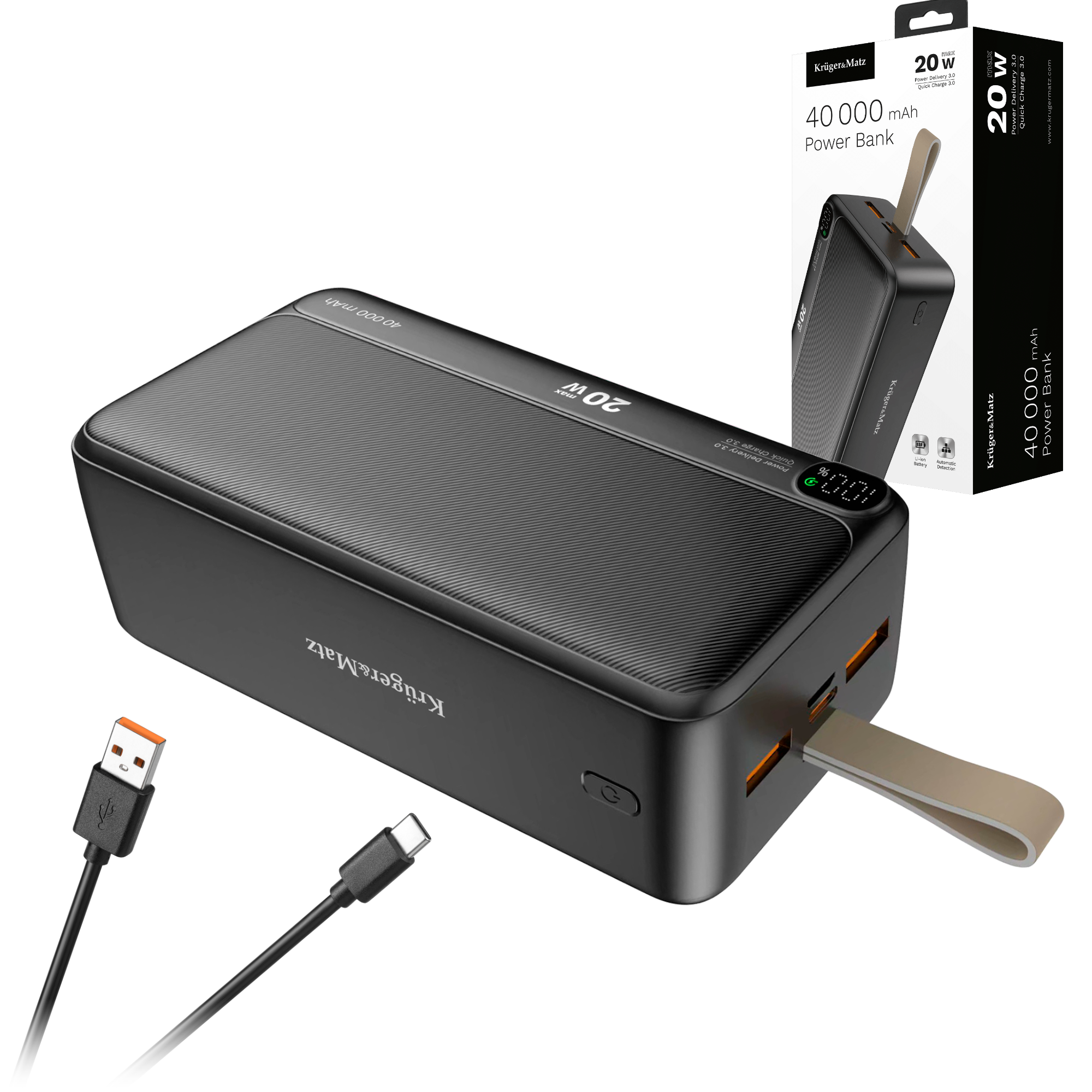 Powerbank 40000mah 20w Qc Pd Usb-c Krugermatz