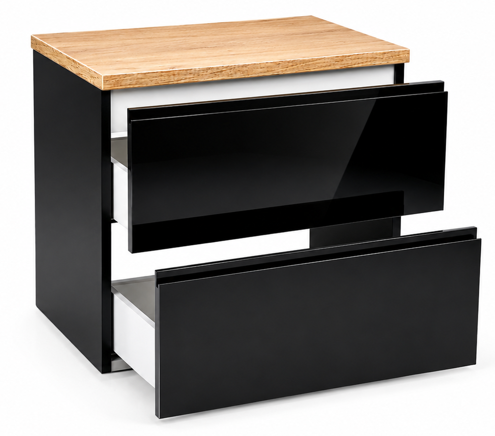 Badezimmerschrank 60x50 Cm, Schwarz Glänzend, Wandhängend, Mit Modus-arbeitsplatte