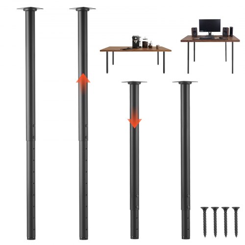 Tischbeine 4er-set, Möbelfüße 60–100 Cm Höhenverstellbar, Tischfüße Max. 544 Kg, Teleskopbein Aus Kohlenstoffstahl, Für Schreibtische, Couchtische, Esstische, Werkbänke, Rund