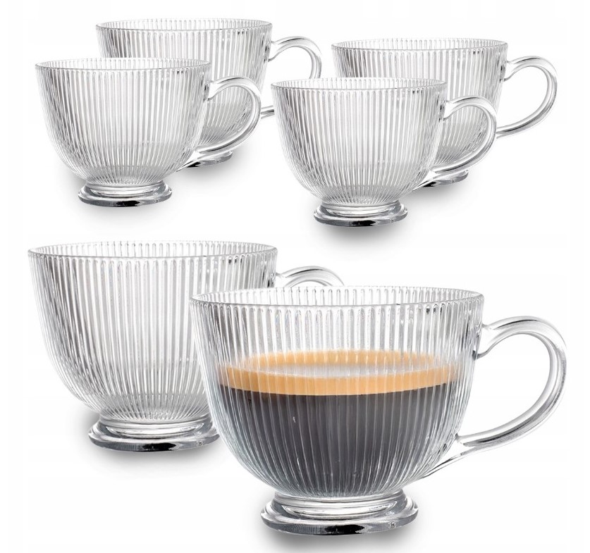 Luxito Strips Kaffee- Und Teegläser-set Mit Fuß, 430 Ml, 6 Stück