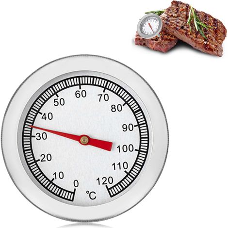 Analoges Bimetall-grillthermometer Aus Edelstahl, 0–120 °c, Zur Messung Der Temperatur Von Grills, Smokern Und Öfen, Ø 52 X H 58 Mm, Grillzubehör.