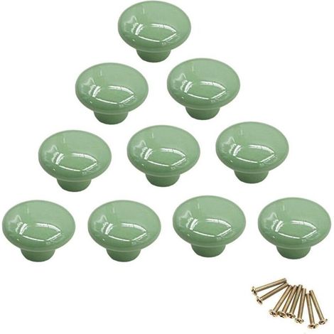 Set Mit 10 Farbenfrohen, Runden Keramikknöpfen Mit Loch Für Schubladen, Schränke, Kommoden Und Türen.