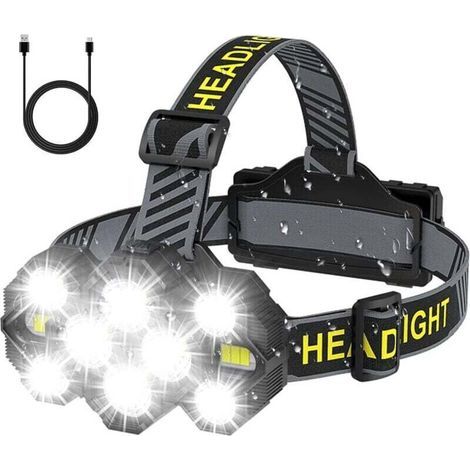 Wiederaufladbare Stirnlampe – Verbesserte Version 2022: 22.000 Lumen, 10 Leds, 10 Modi, Superhell, Freihändige Stirnlampe Für Camping, Angeln, Radfahren, Wandern, Wasserdicht