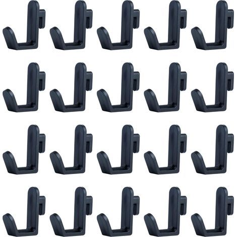 Set Mit 20 J-haken Aus Kunststoff Zur Aufbewahrung Und Organisation Von Werkzeugzubehör (schwarz)