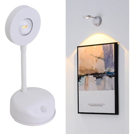 Kabellose Wandleuchte, Wiederaufladbare Led-bilderleuchte, Batteriebetriebene Wandlampe, Bewegungsmelderlampe, 3 Helligkeitsstufen, Für Gemälde, Vitrinen, Dartscheiben, Fotos, Porträts