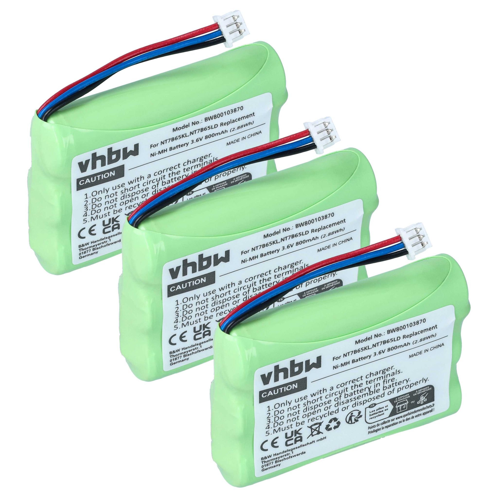 Vhbw 3x Akku Kompatibel Mit Tiptel T016, P11, Dect 500 Schnurlos Festnetz Telefon (800 Mah, 3,6 V, Nimh)