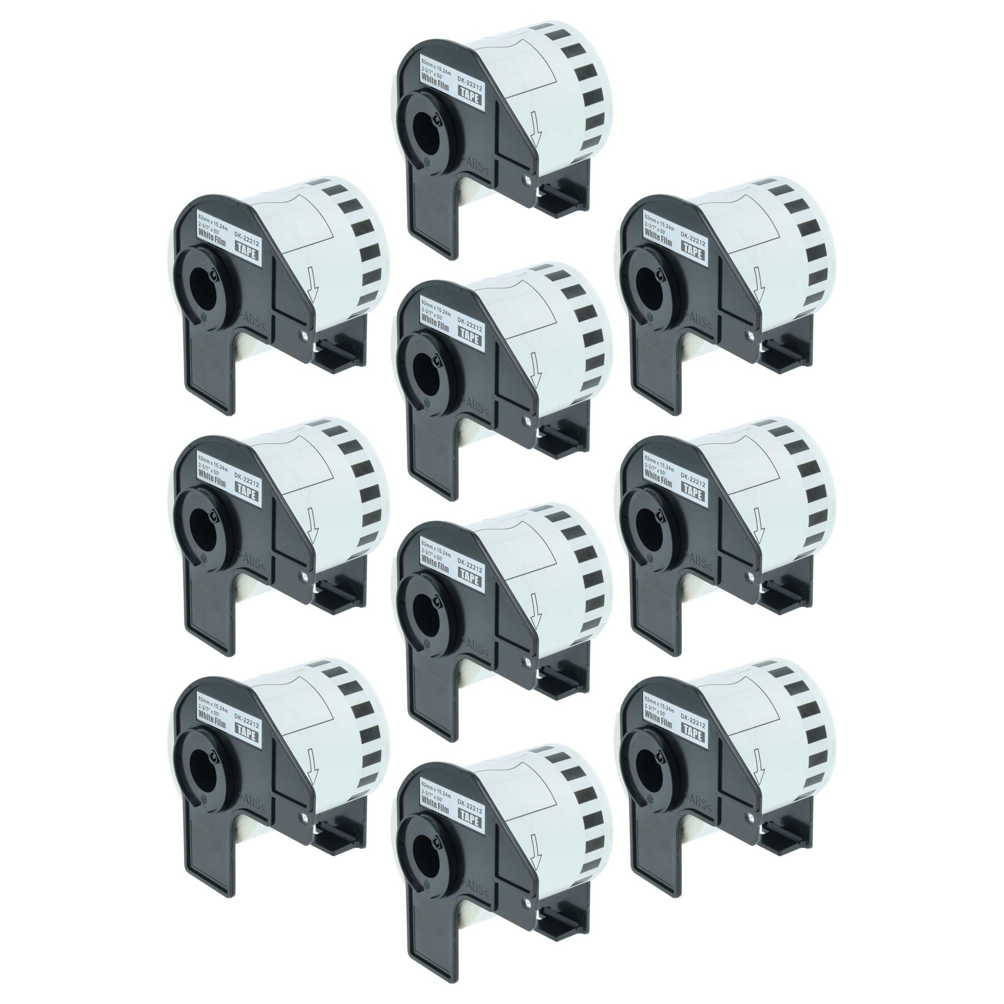 Vhbw - 10x Etiketten-rolle Mit Halter 62mm X 15,24m (1 Etikette) Ersatz Für Brother Dk-22212 Für Etiketten-drucker