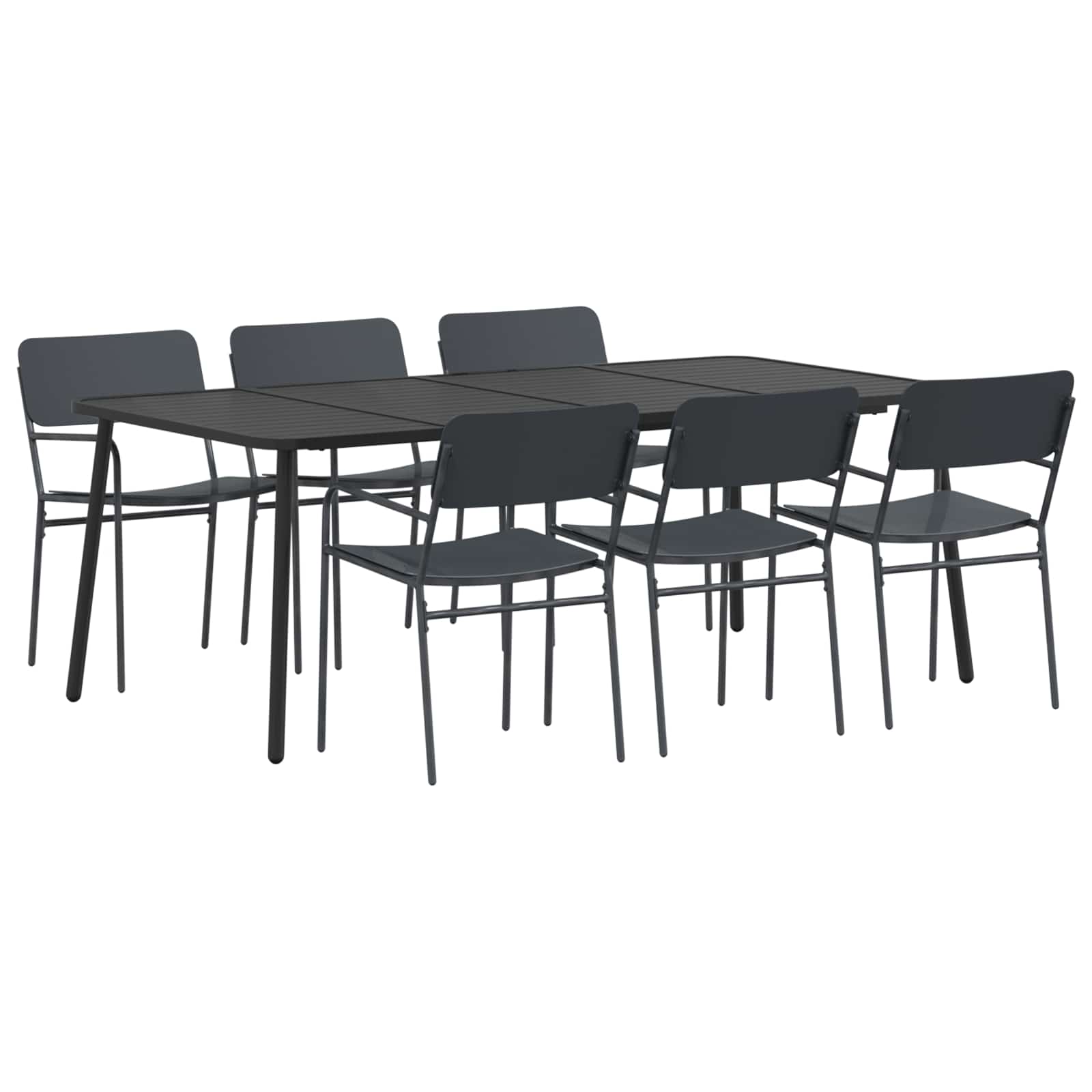 Essgruppe 7 Stk. Anthrazit 200 X 100 X 72 Cm Stahl Vidaxl