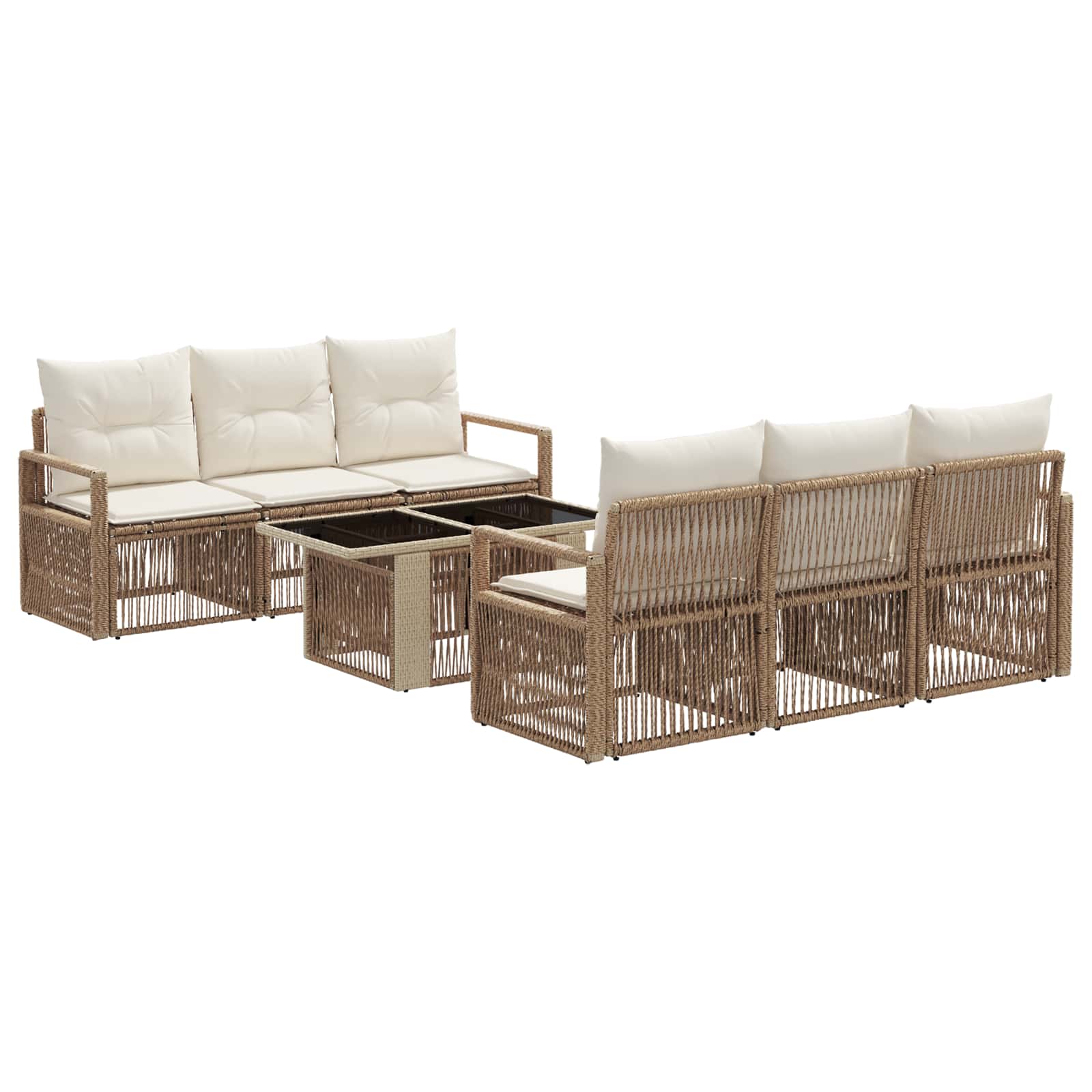 Gartensofa-set 7 Stk. Beige Und Cremeweiß 100 X 55 X 73 Cm Vidaxl