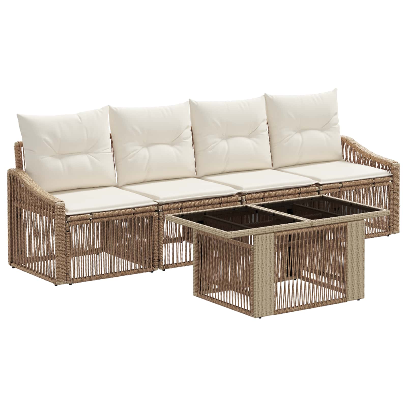 Gartensofa-set 5 Stk. Beige Und Cremeweiß 100 X 55 X 73 Cm Vidaxl