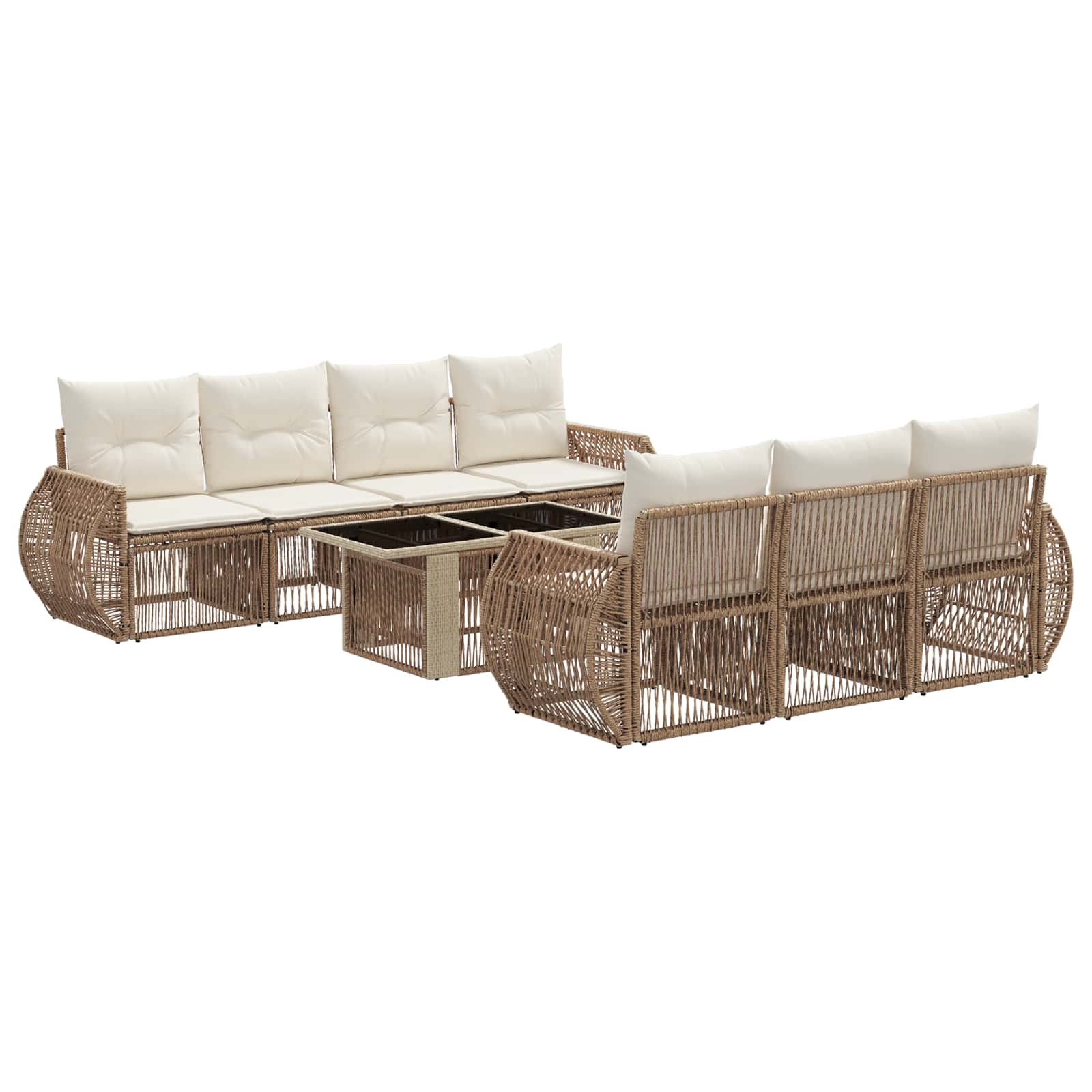 Gartensofa-set 8 Stk. Beige Und Cremeweiß 100 X 55 X 73 Cm Vidaxl
