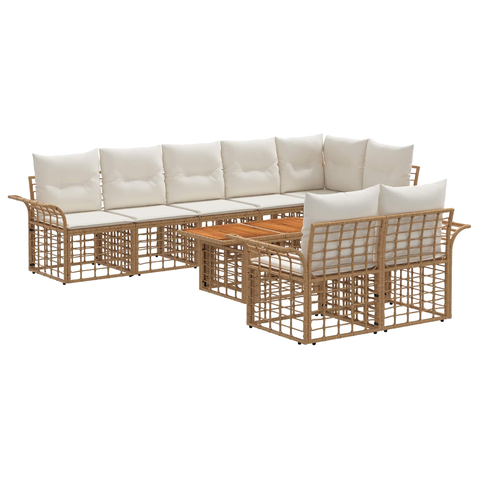 Gartensofa-set 9 Stk. Natürlich Und Cremweiß 100 X 55 X 73 Cm Vidaxl