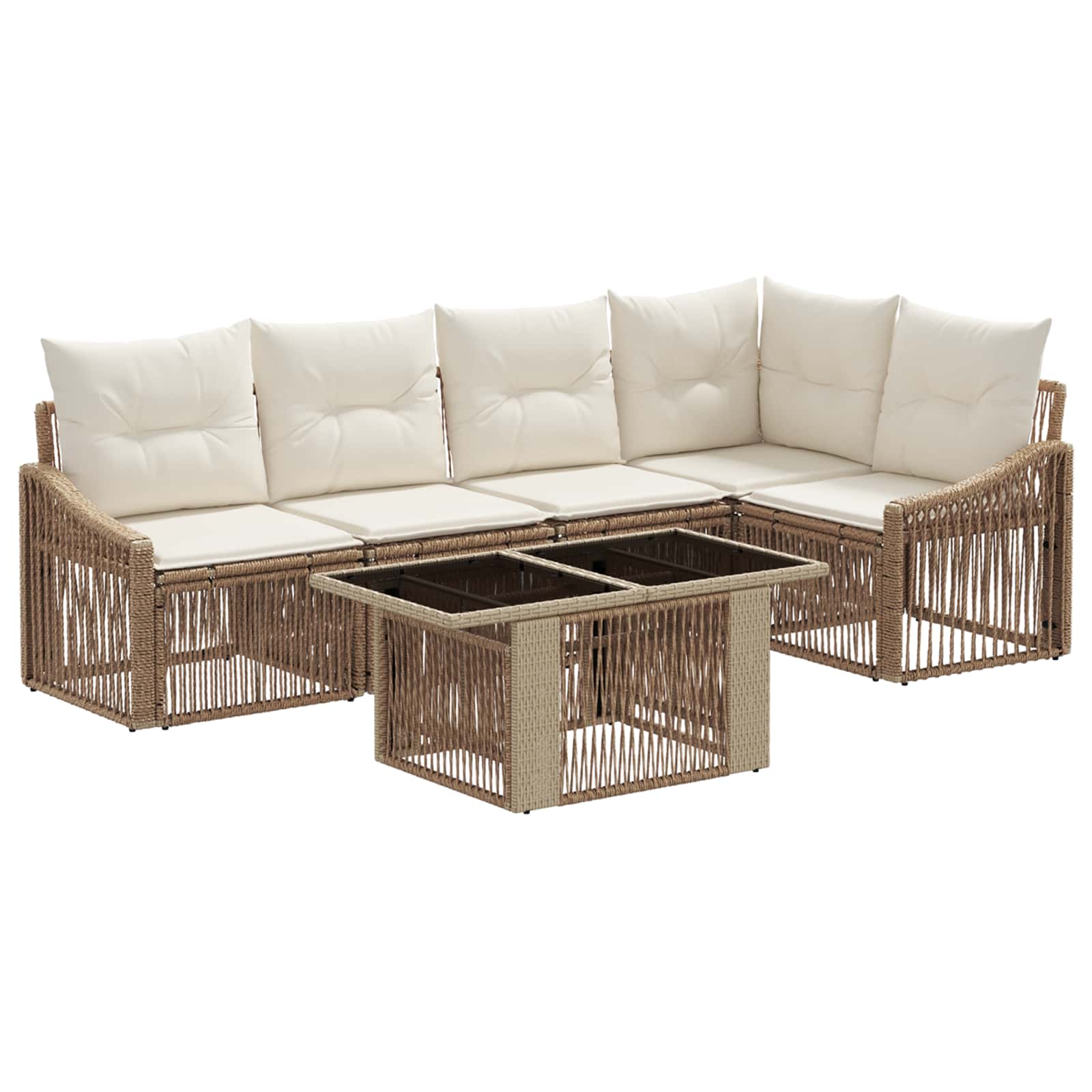 Gartensofa-set 6 Stk. Beige Und Cremeweiß 100 X 55 X 73 Cm Vidaxl