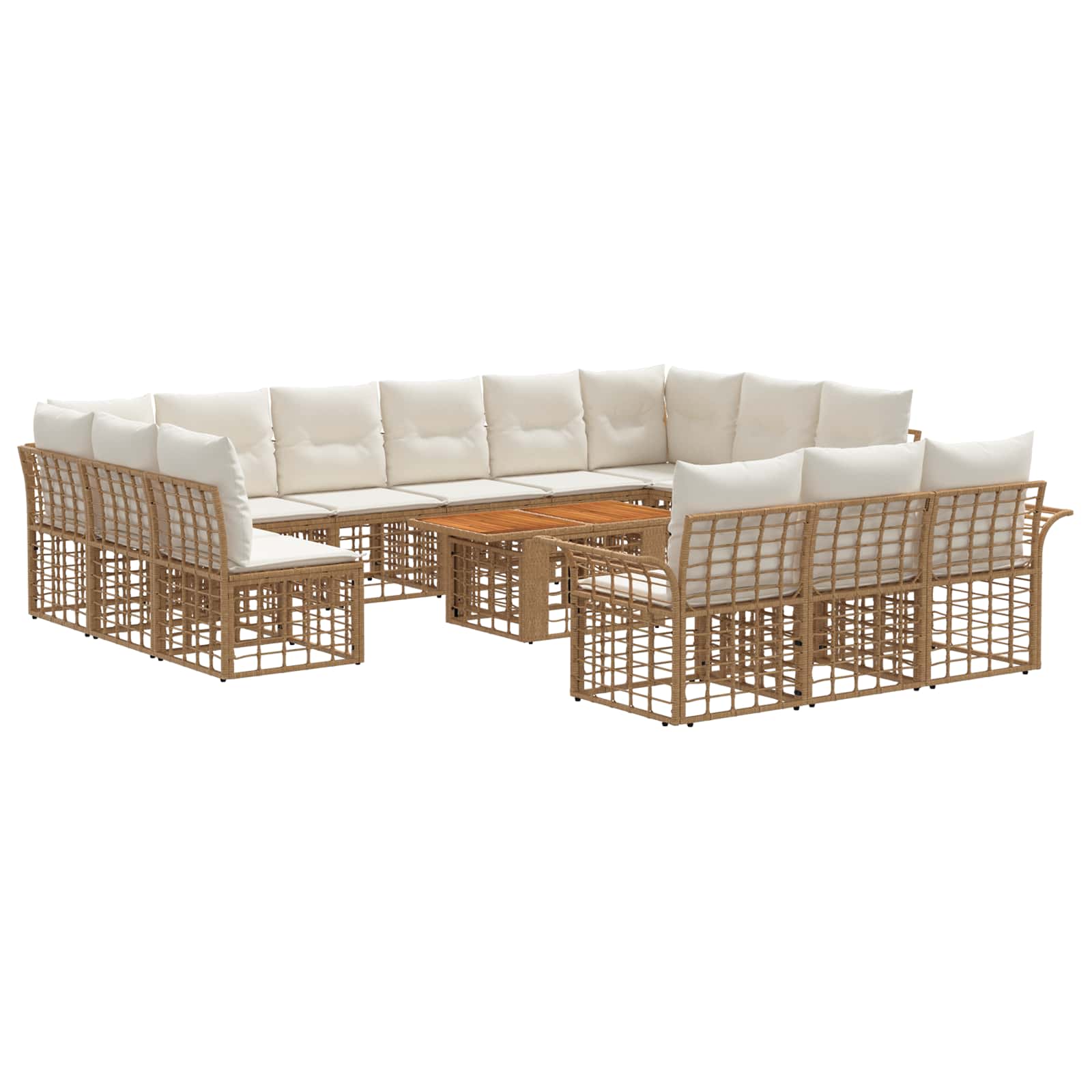 Gartensofa-set 14 Stk. Natürlich Und Cremweiß 100 X 55 X 73 Cm Vidaxl