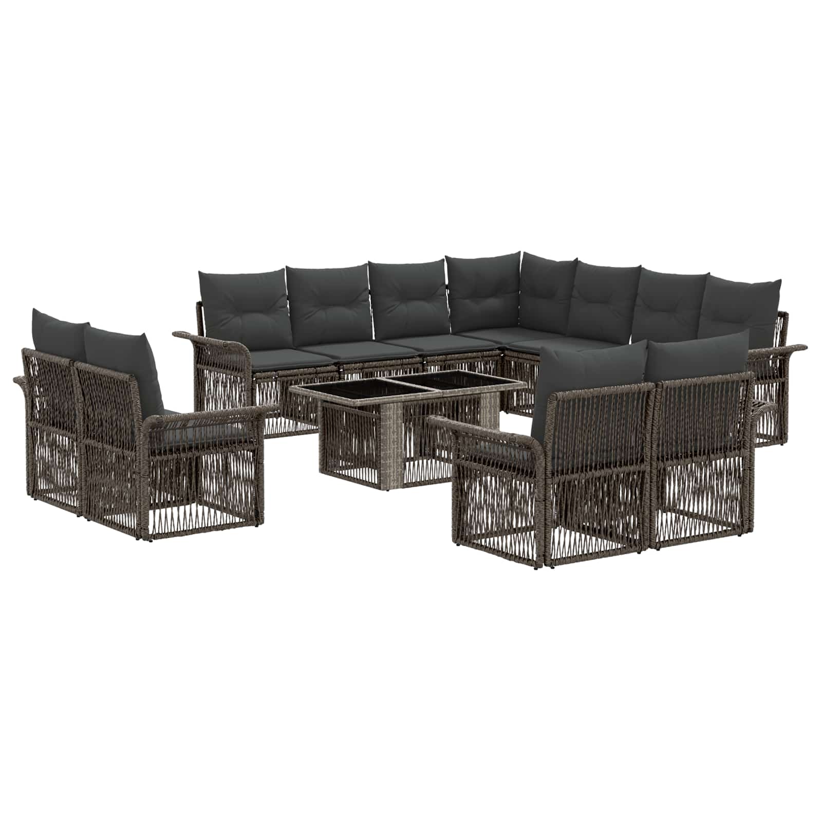 Gartensofa-set 12 Stk. Grau Und Dunkelgrau 100 X 55 X 73 Cm Vidaxl