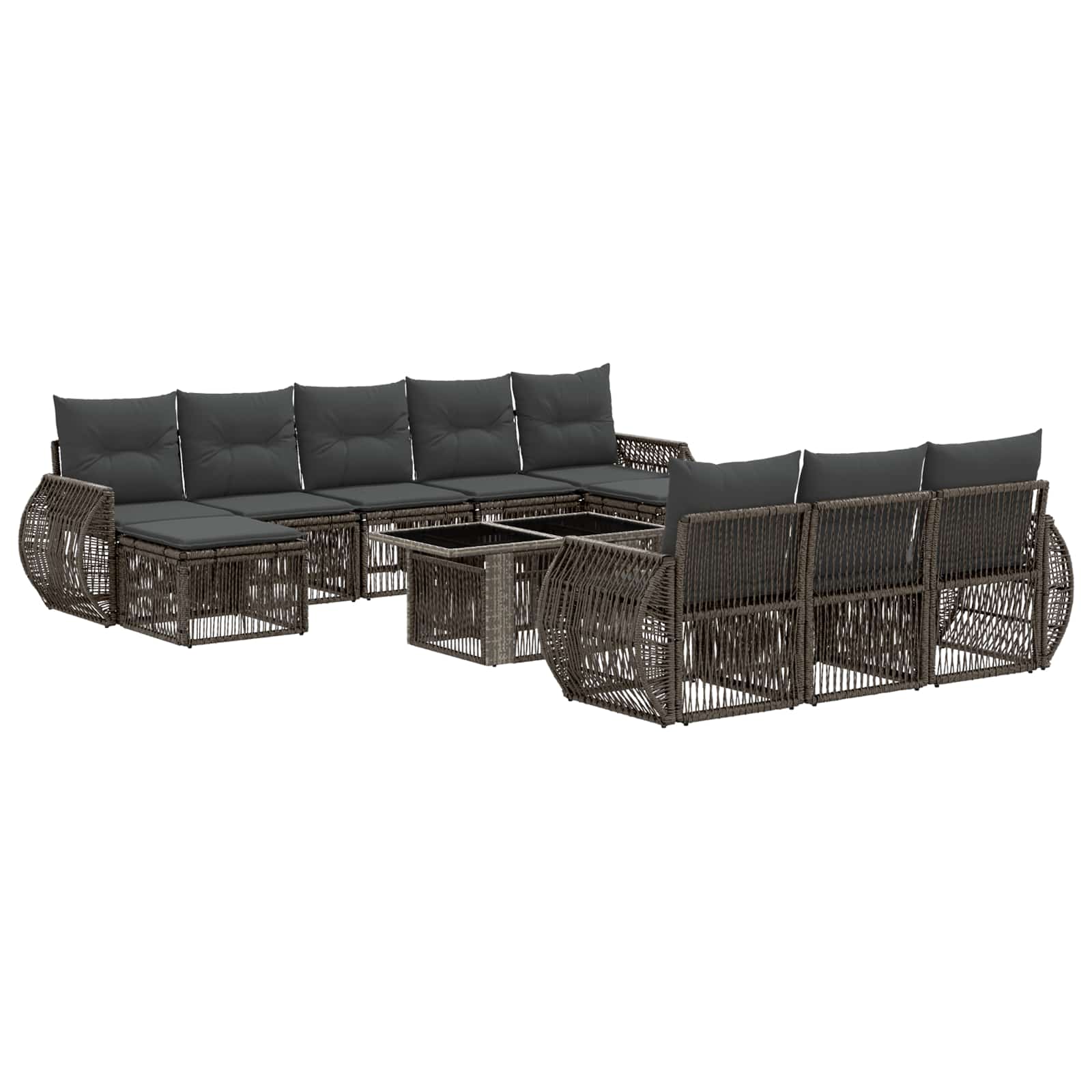 Gartensofa-set 11 Stk. Grau Und Dunkelgrau 100 X 55 X 73 Cm Vidaxl
