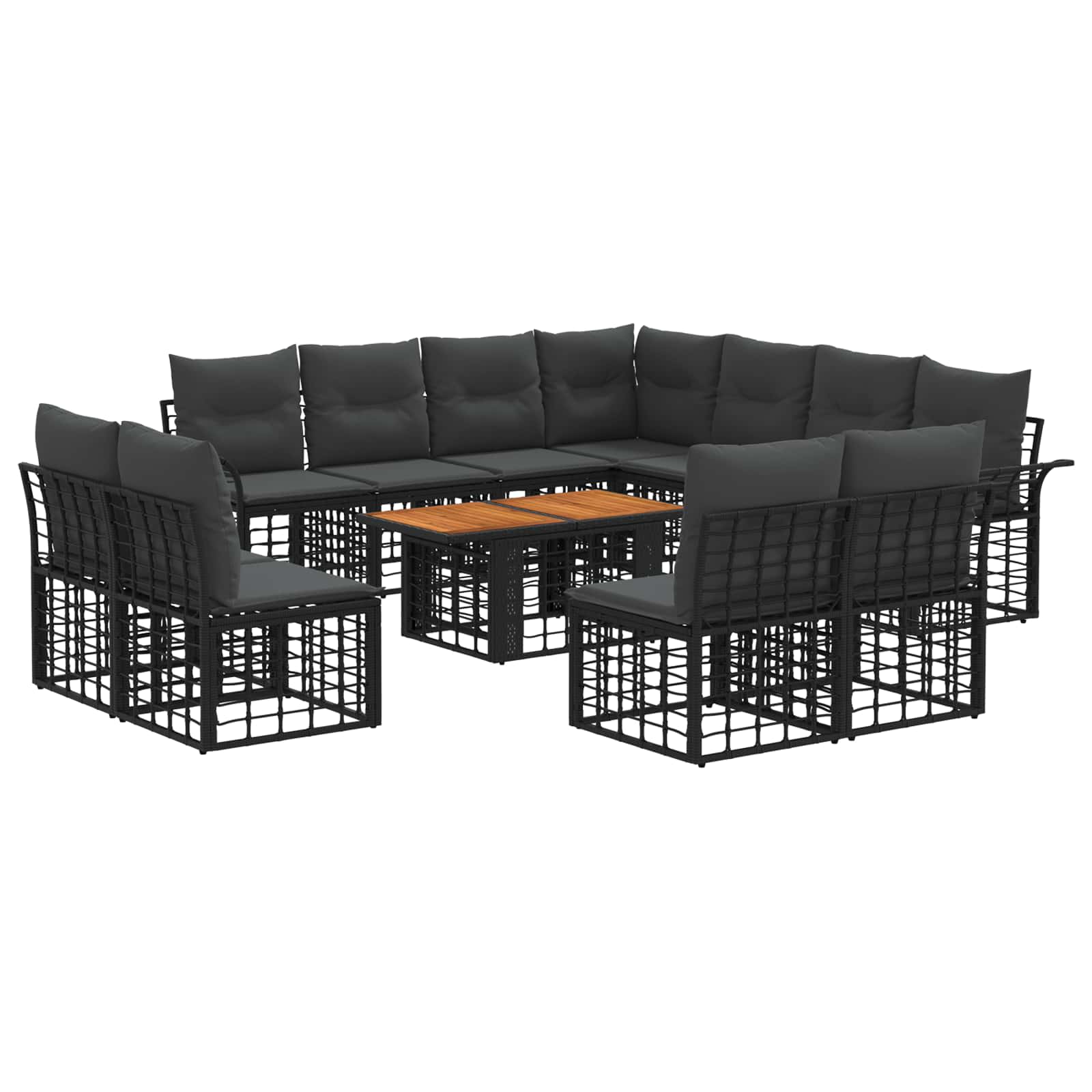 Gartensofa-set 12 Stk. Schwarz Und Dunkelgrau 100 X 55 X 73 Cm Vidaxl