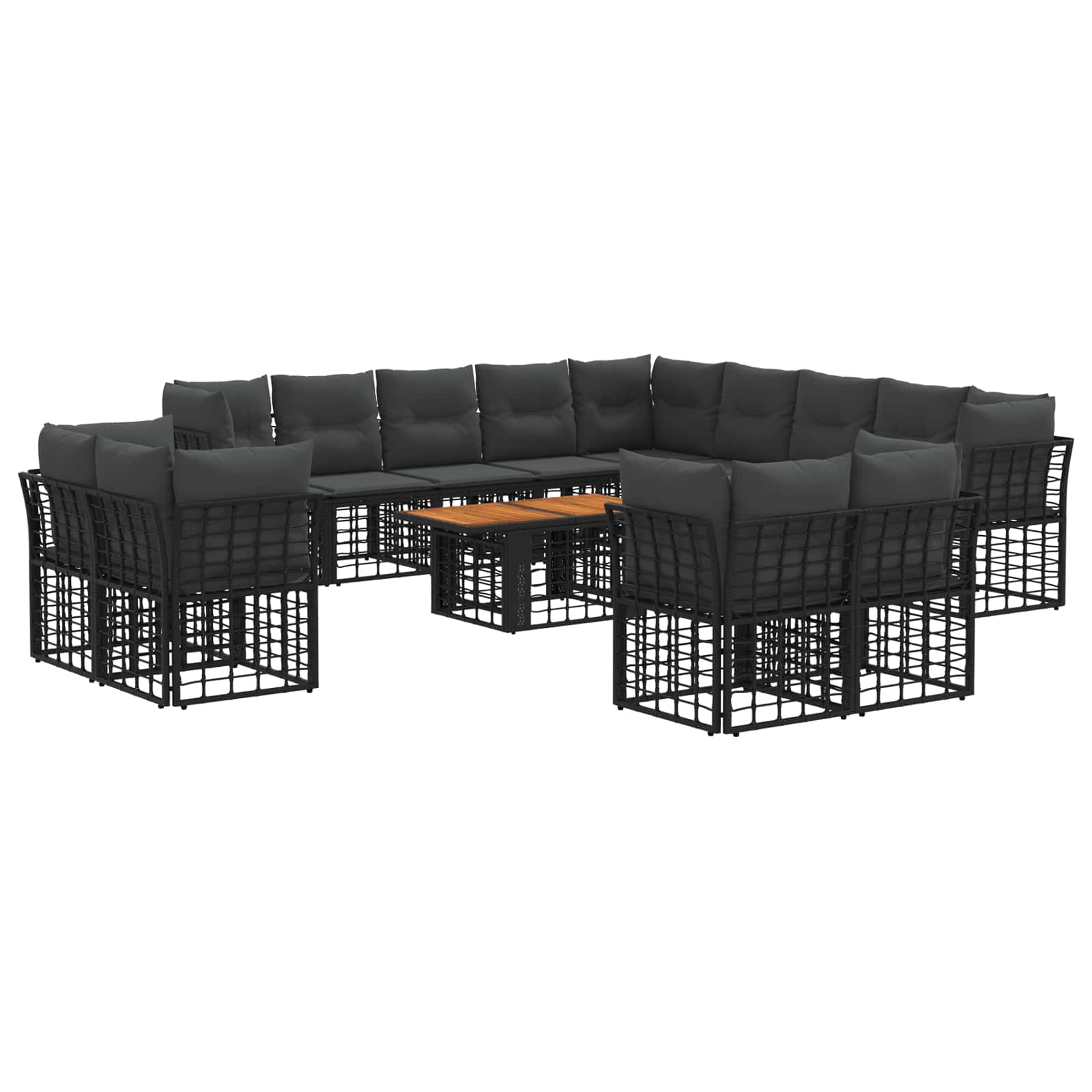 Gartensofa-set 14 Stk. Schwarz Und Dunkelgrau 100 X 55 X 73 Cm Vidaxl