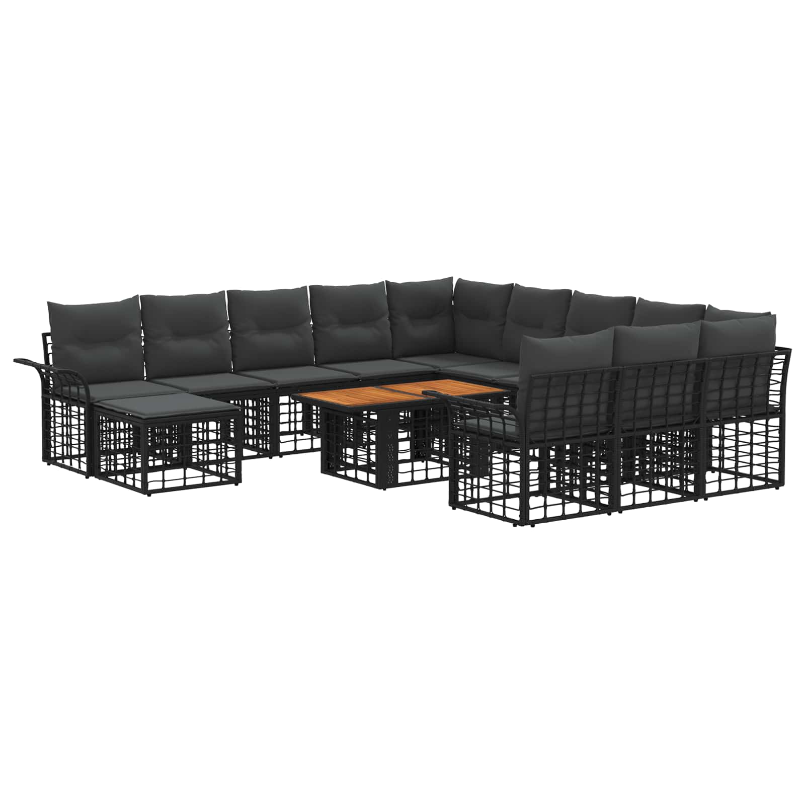 Gartensofa-set 13 Stk. Schwarz Und Dunkelgrau 100 X 55 X 73 Cm Vidaxl