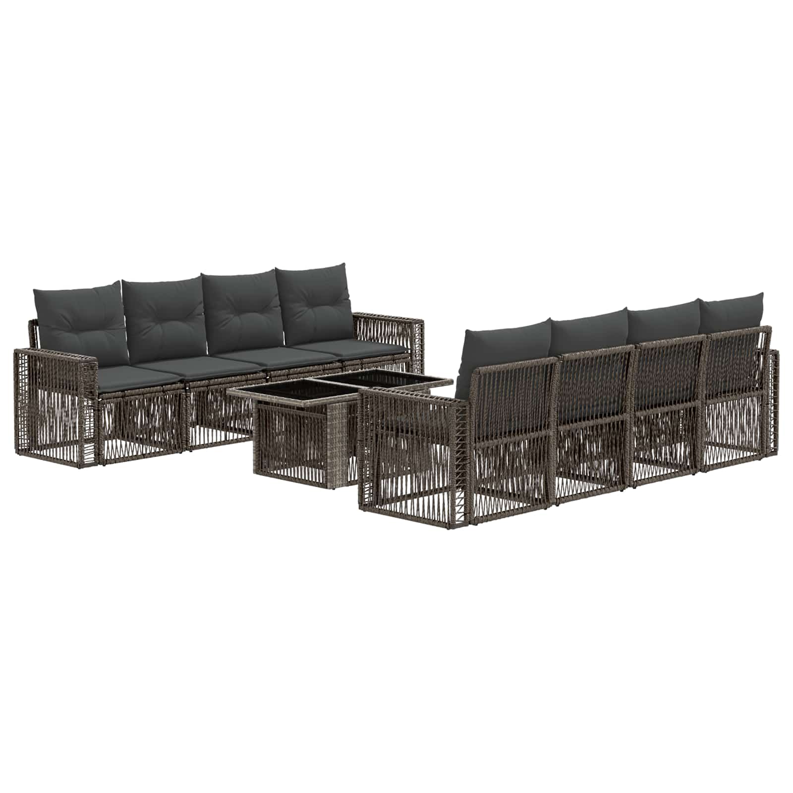 Gartensofa-set 9 Stk. Grau Und Dunkelgrau 100 X 55 X 73 Cm Vidaxl
