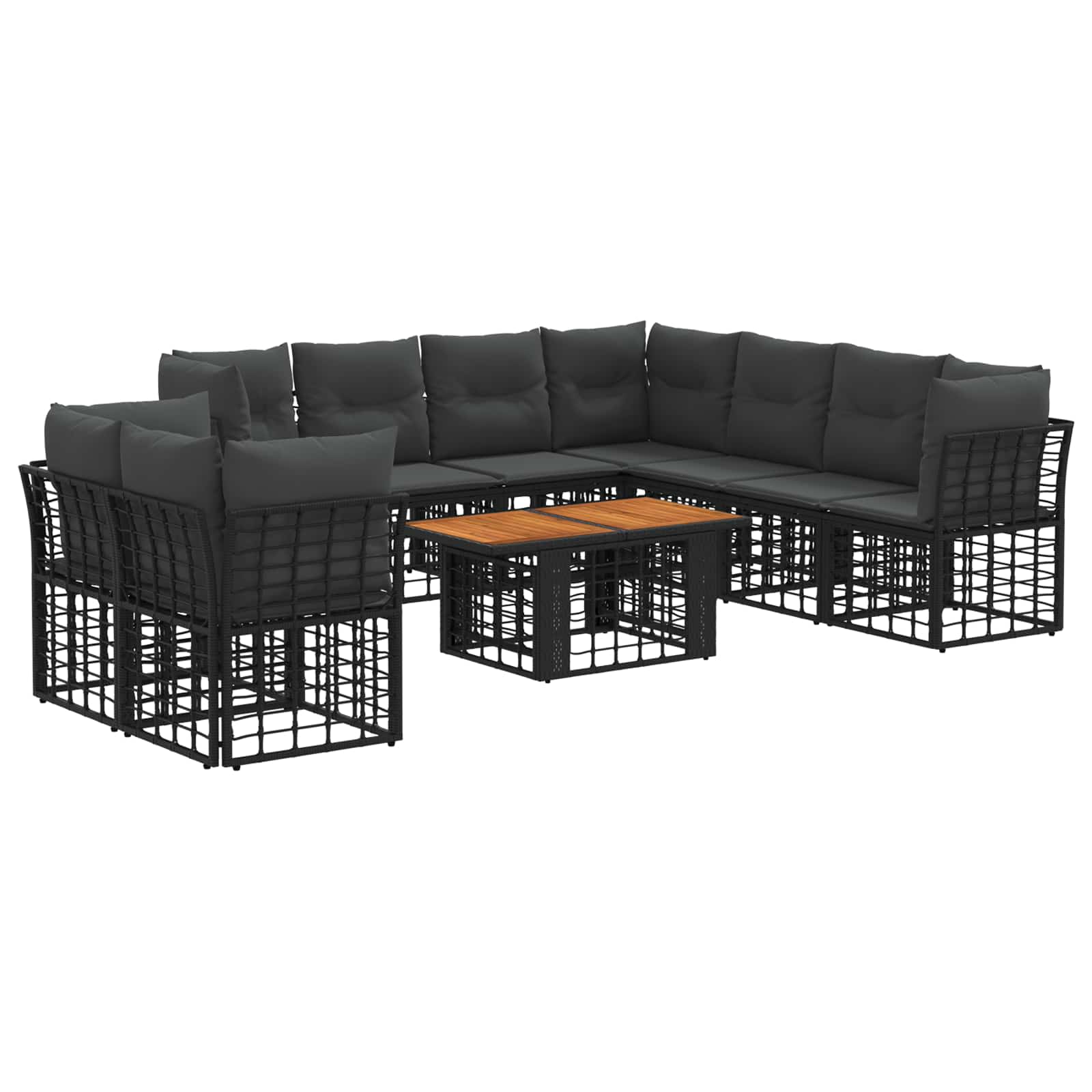 Gartensofa-set 10 Stk. Schwarz Und Dunkelgrau 100 X 55 X 73 Cm Vidaxl