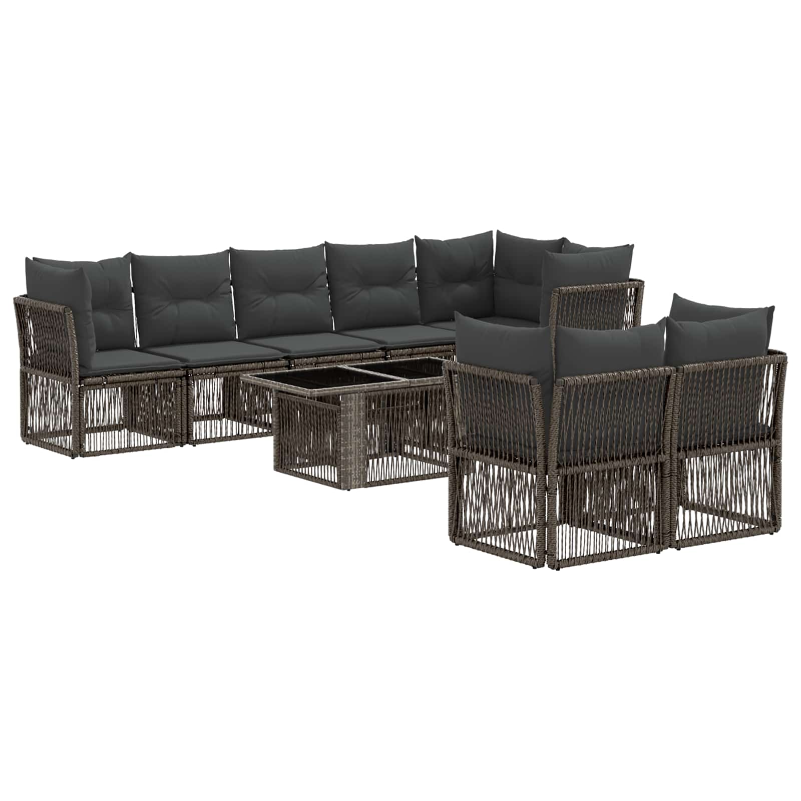 Gartensofa-set 8 Stk. Grau 100 X 55 X 73 Cm Poly-rattan Vidaxl