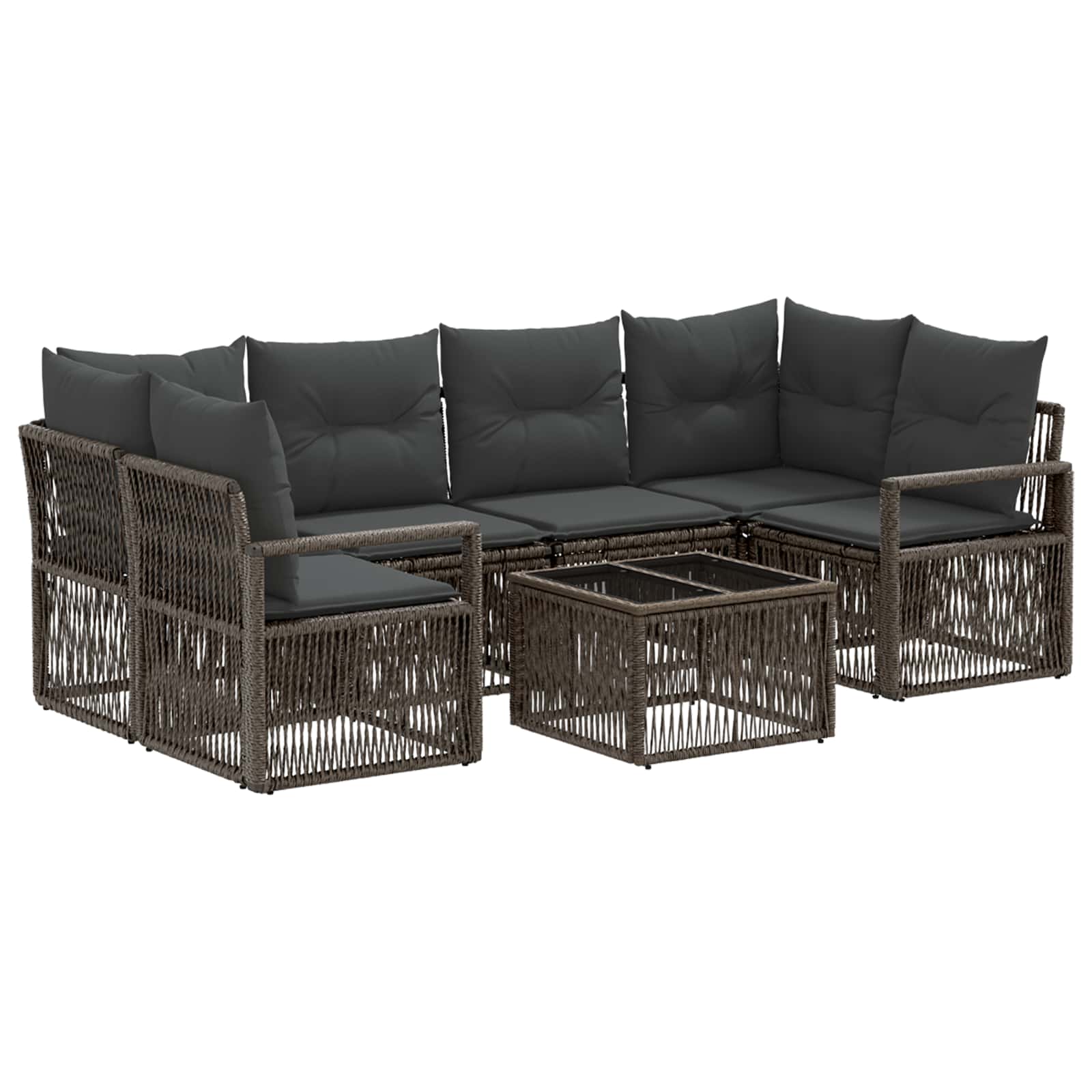 Gartensofa-set 7 Stk. Grau 55 X 55 X 37 Cm Poly-rattan Vidaxl