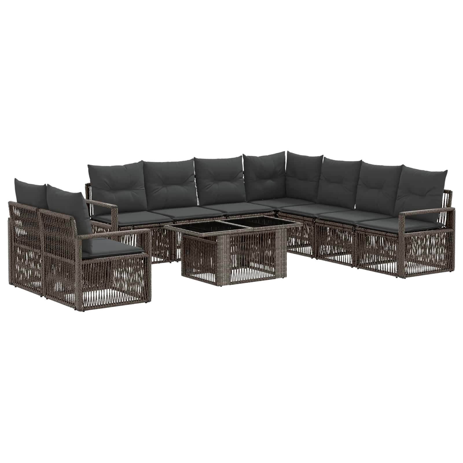 Gartensofa-set 10 Stk. Grau Und Dunkelgrau 100 X 55 X 73 Cm Vidaxl