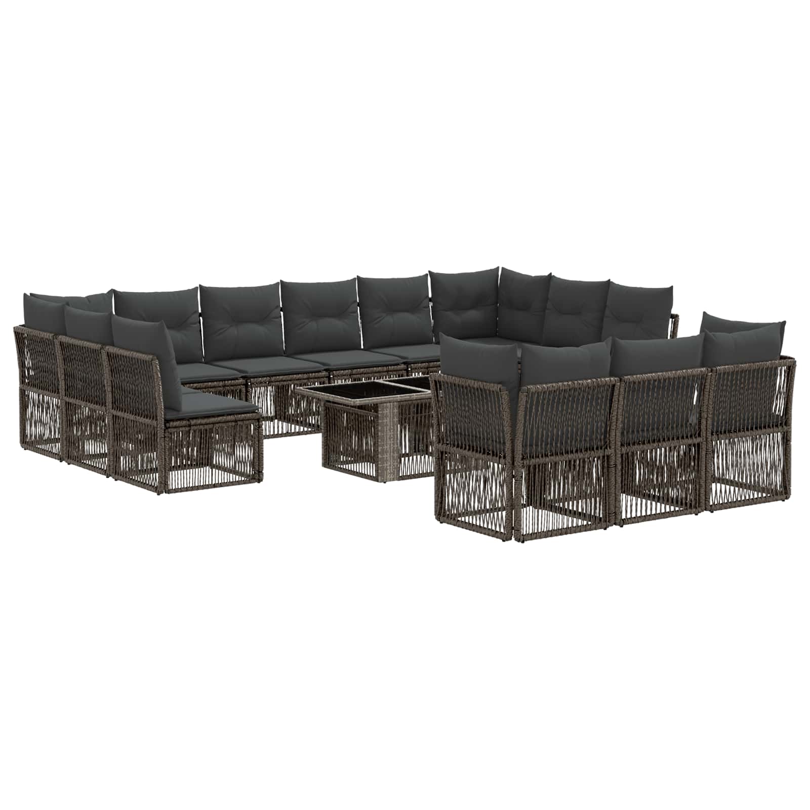 Gartensofa-set 14 Stk. Grau 100 X 55 X 73 Cm Poly-rattan Vidaxl