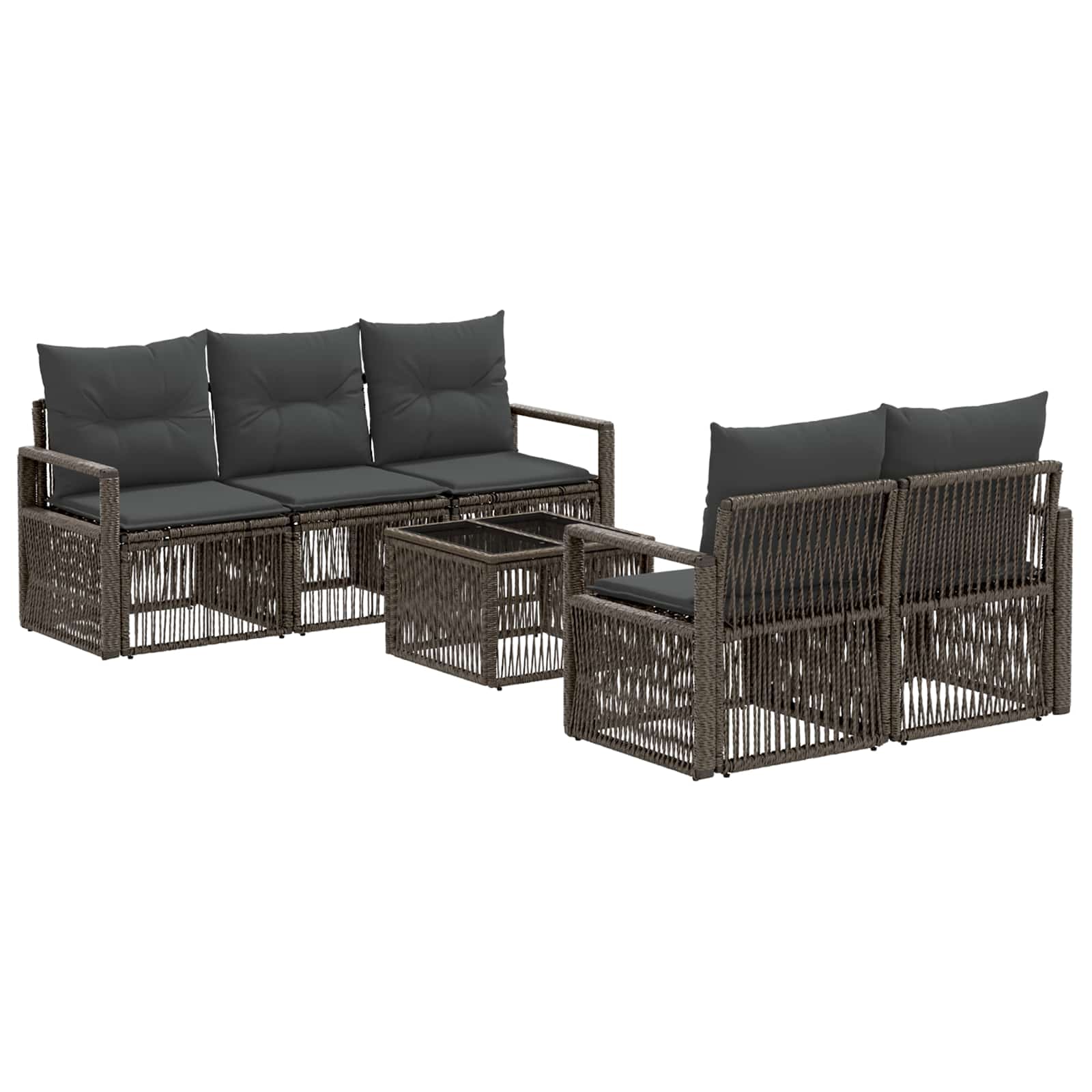 Gartensofa-set 6 Stk. Grau 55 X 55 X 37 Cm Poly-rattan Vidaxl