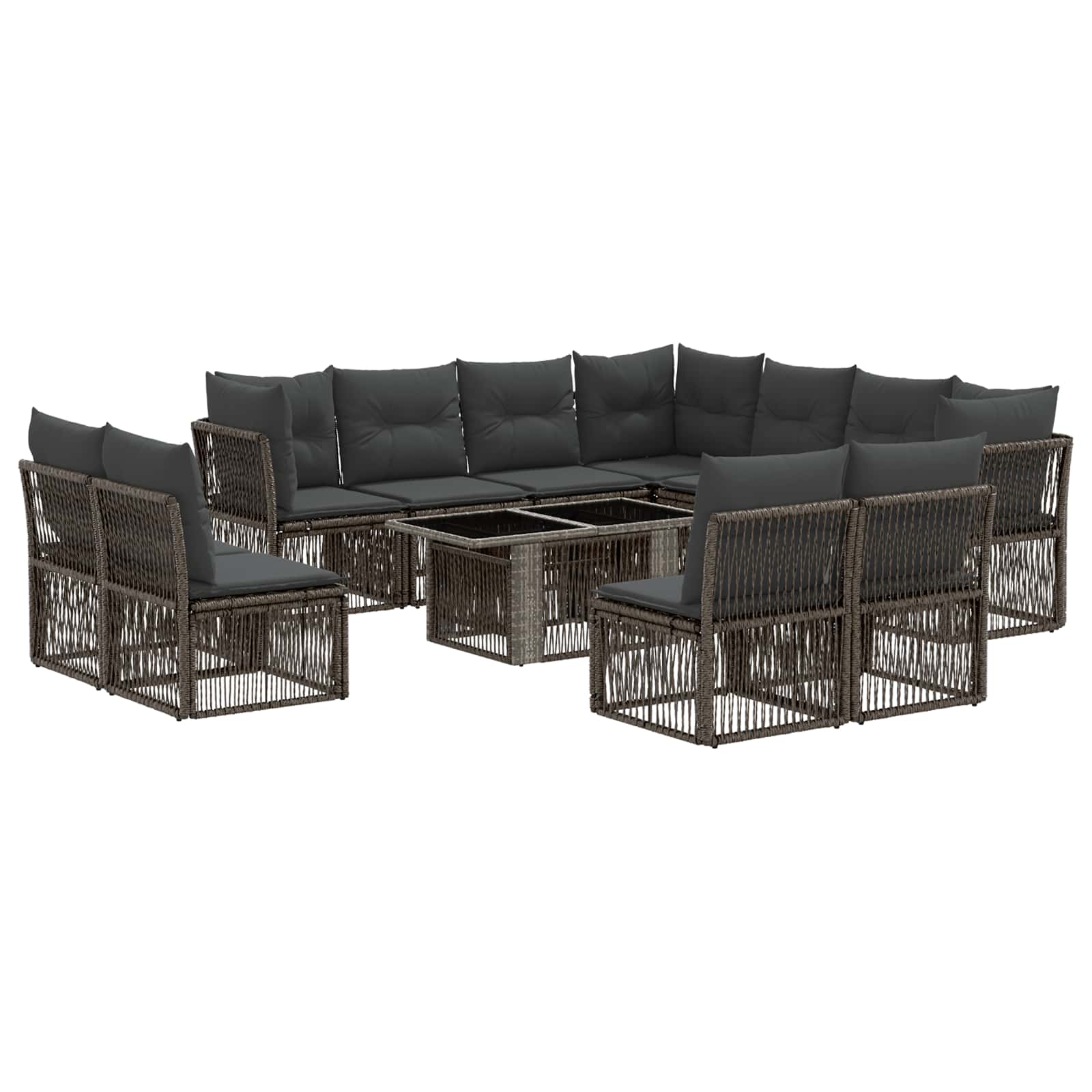 Gartensofa-set 12 Stk. Grau 100 X 55 X 73 Cm Poly-rattan Vidaxl