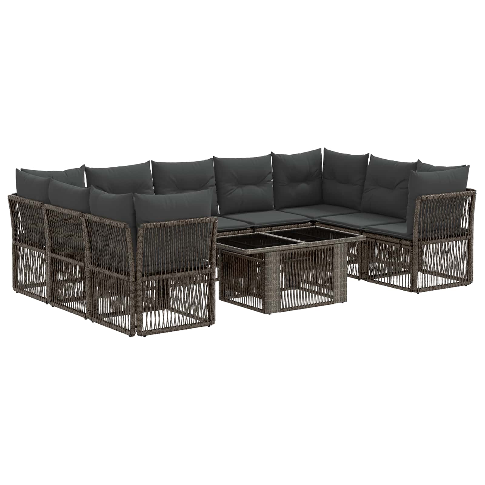 Gartensofa-set 10 Stk. Grau 100 X 55 X 73 Cm Poly-rattan Vidaxl