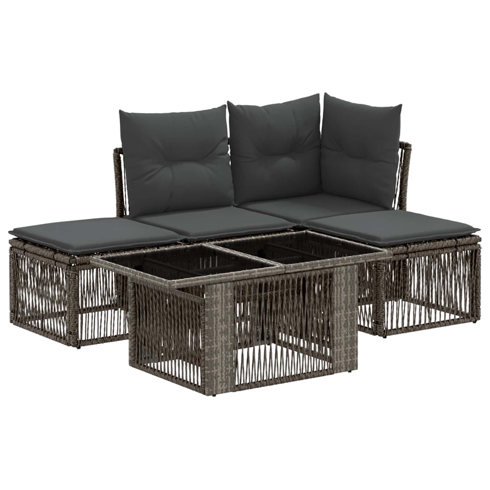 Gartensofa-set 5 Stk. Grau 100 X 55 X 73 Cm Poly-rattan Vidaxl