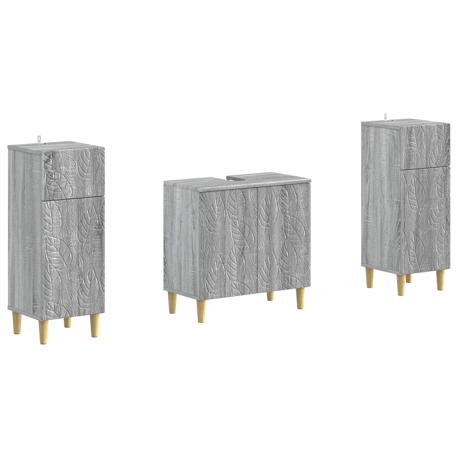 3-teiliges Badezimmer-schranksystem Delft 3 Stk. Sonoma-grau Vidaxl