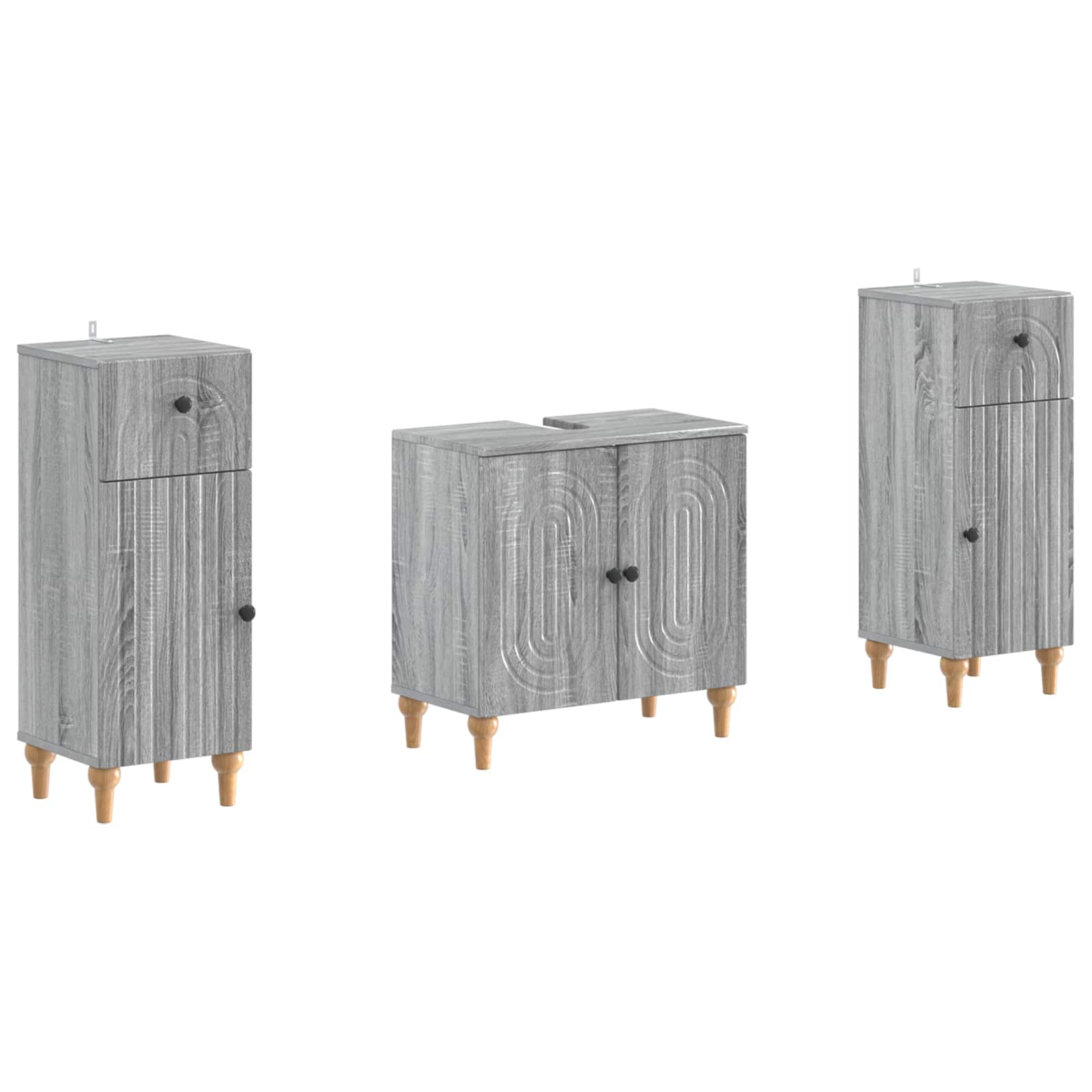 3-teiliges Badezimmer-schranksystem Alkmaar 3 Stk. Sonoma-grau Vidaxl