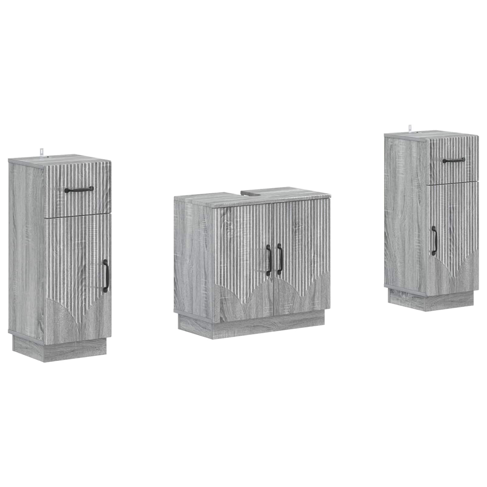 3-teiliges Badezimmer-schranksystem Hoorn 3 Stk. Sonoma-grau Vidaxl