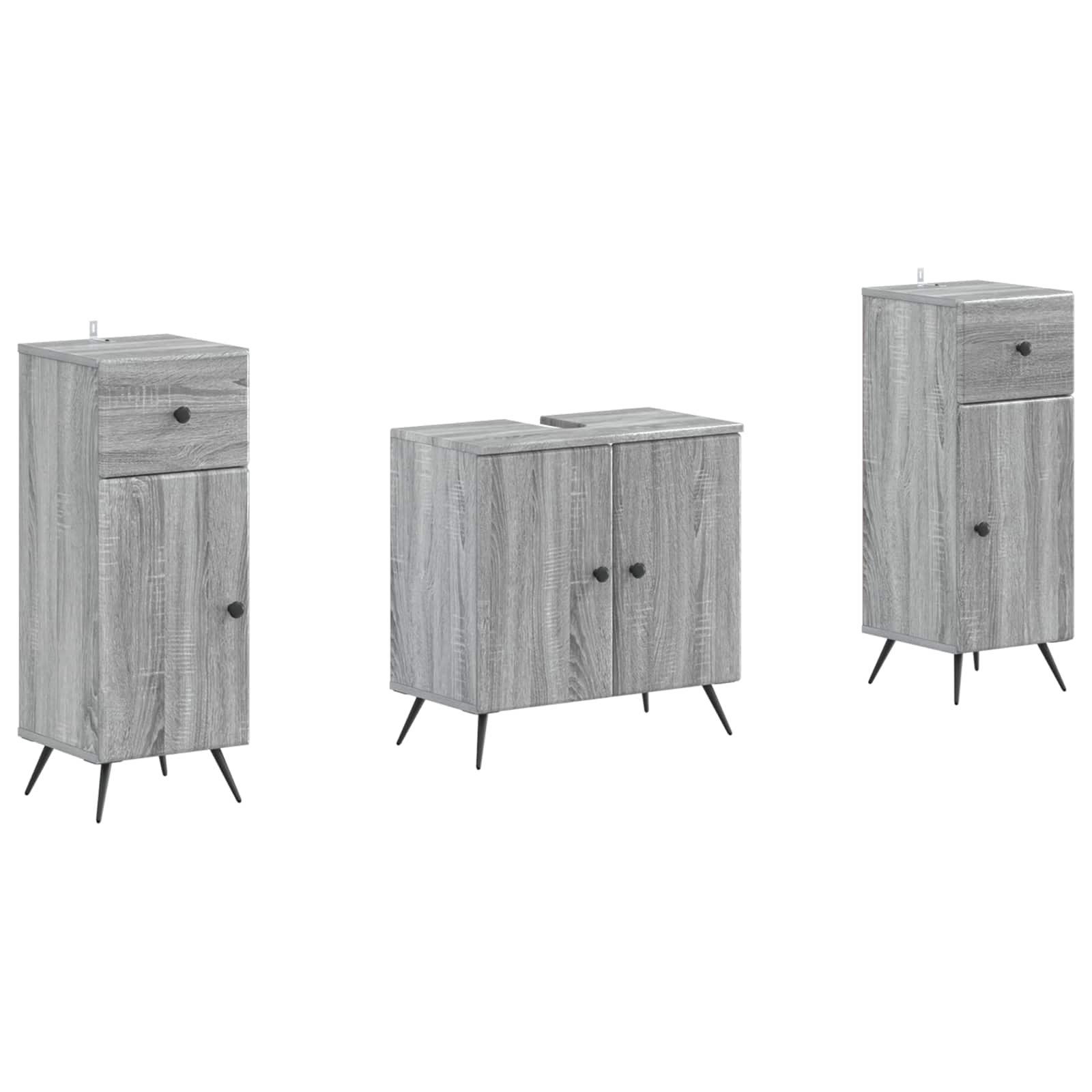 3-teiliges Badezimmer-schranksystem Breda 3 Stk. Sonoma-grau Vidaxl