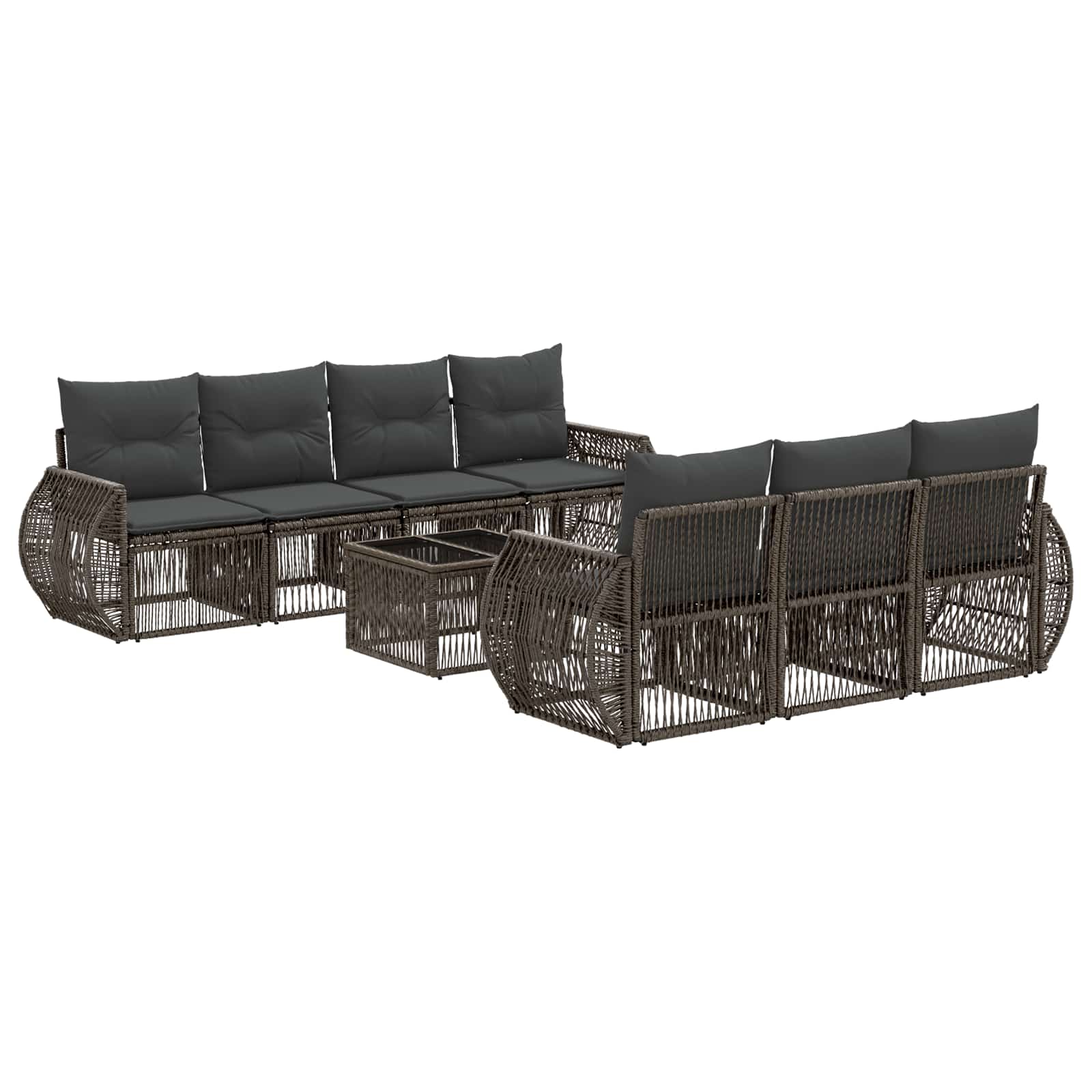 Gartensofa-set 8 Stk. Grau 55 X 55 X 37 Cm Poly-rattan Vidaxl