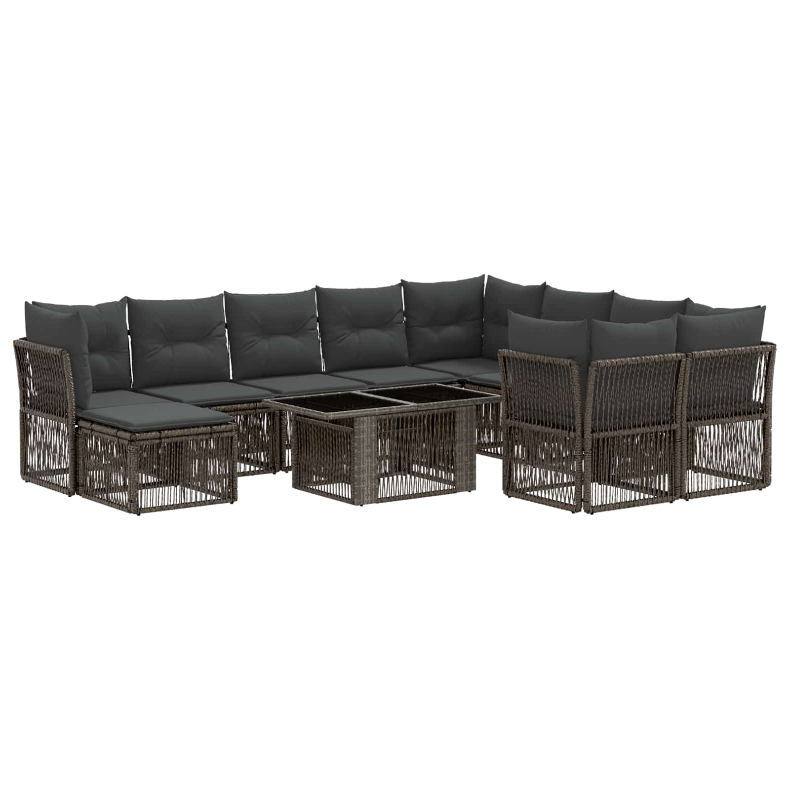 Gartensofa-set 11 Stk. Grau 100 X 55 X 73 Cm Poly-rattan Vidaxl