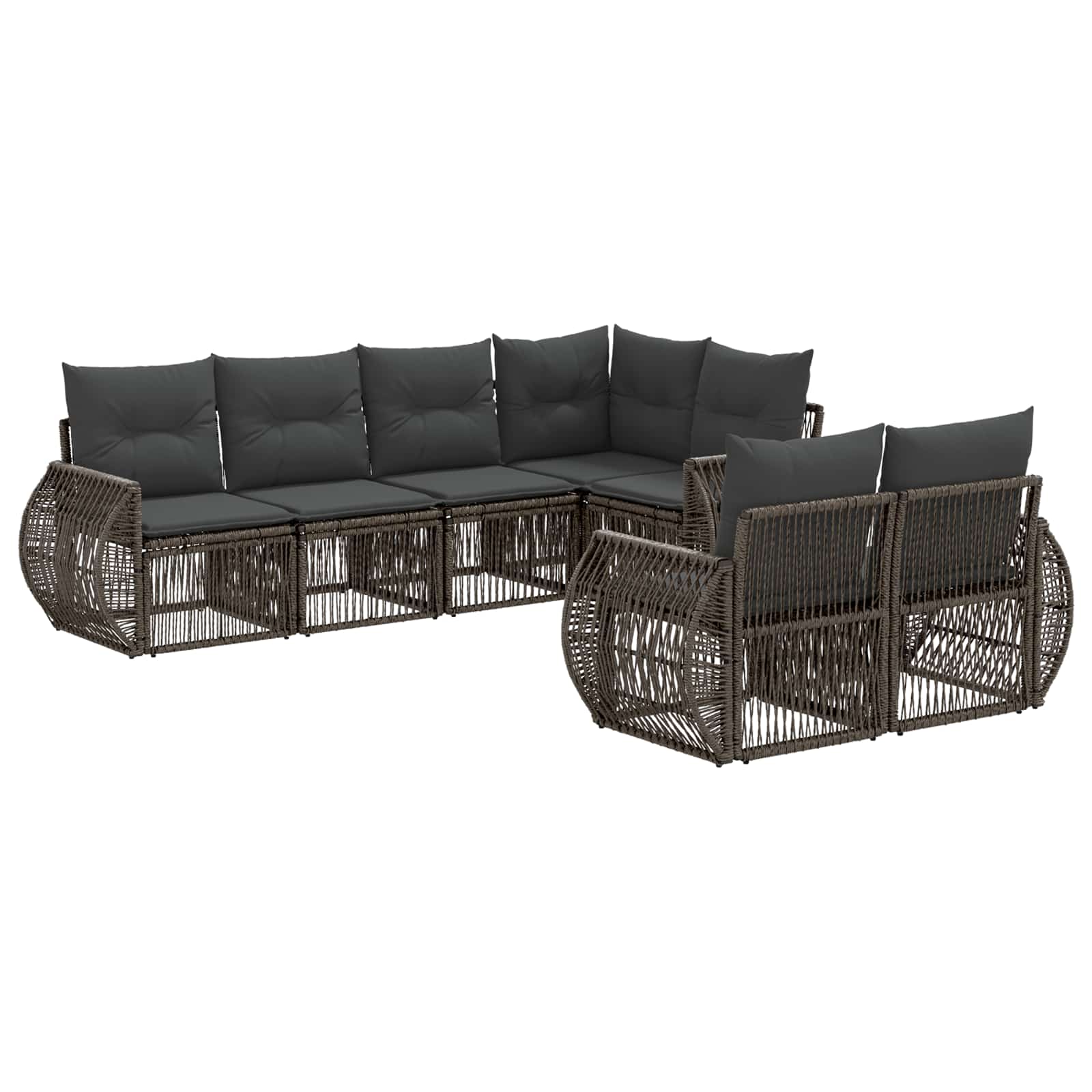 Gartensofa-set 7 Stk. 7-sitzer Grau Und Dunkelgrau Poly-rattan Vidaxl