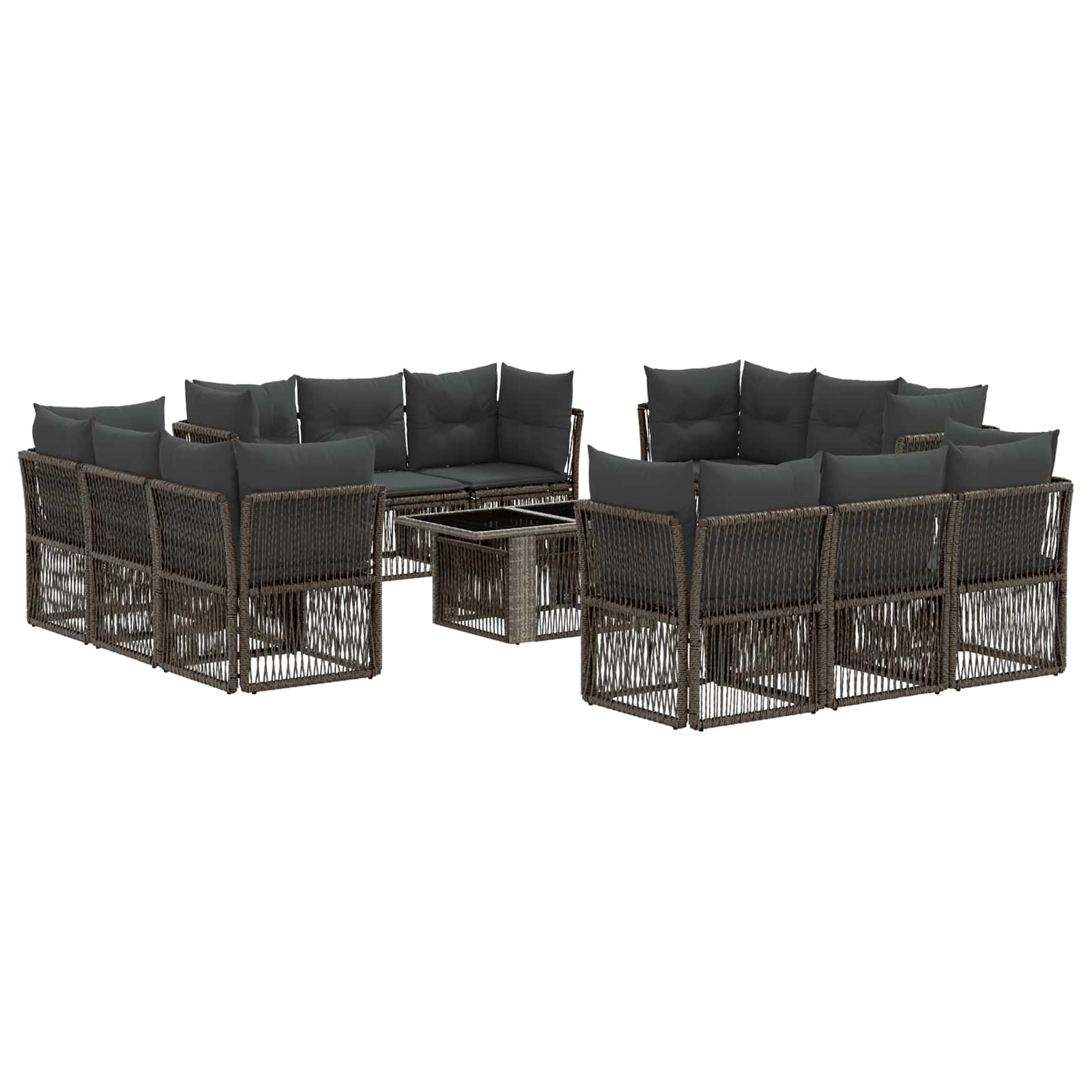 Gartensofa-set 13 Stk. Grau 100 X 55 X 73 Cm Poly-rattan Vidaxl