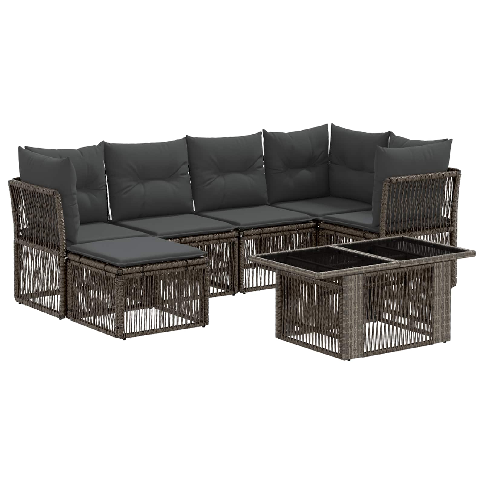 Gartensofa-set 7 Stk. Grau 100 X 55 X 73 Cm Poly-rattan Vidaxl