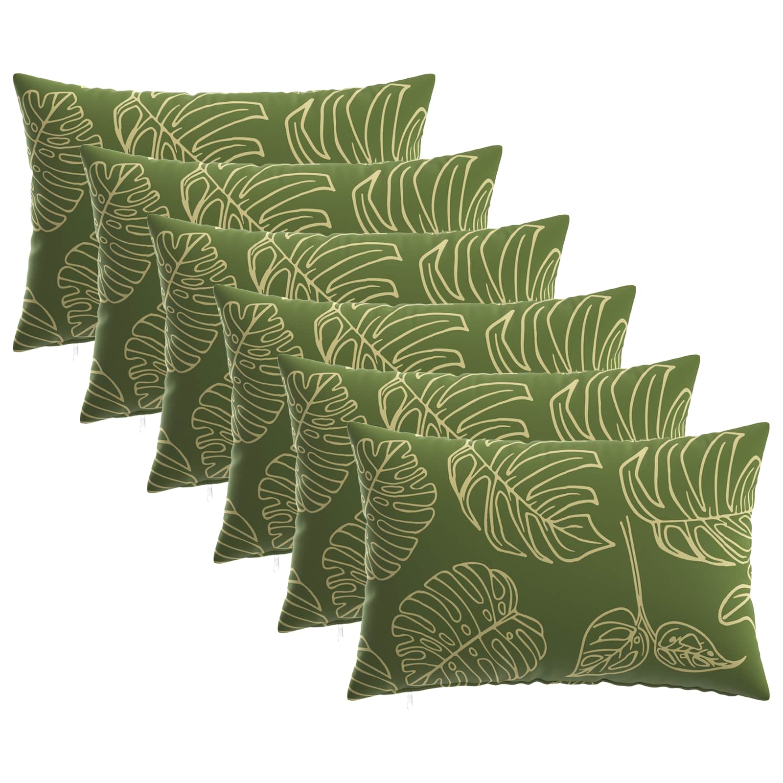 Kissen 6 Stk. Heerlen Blattdesign 40 X 60 Cm Polyester Vidaxl