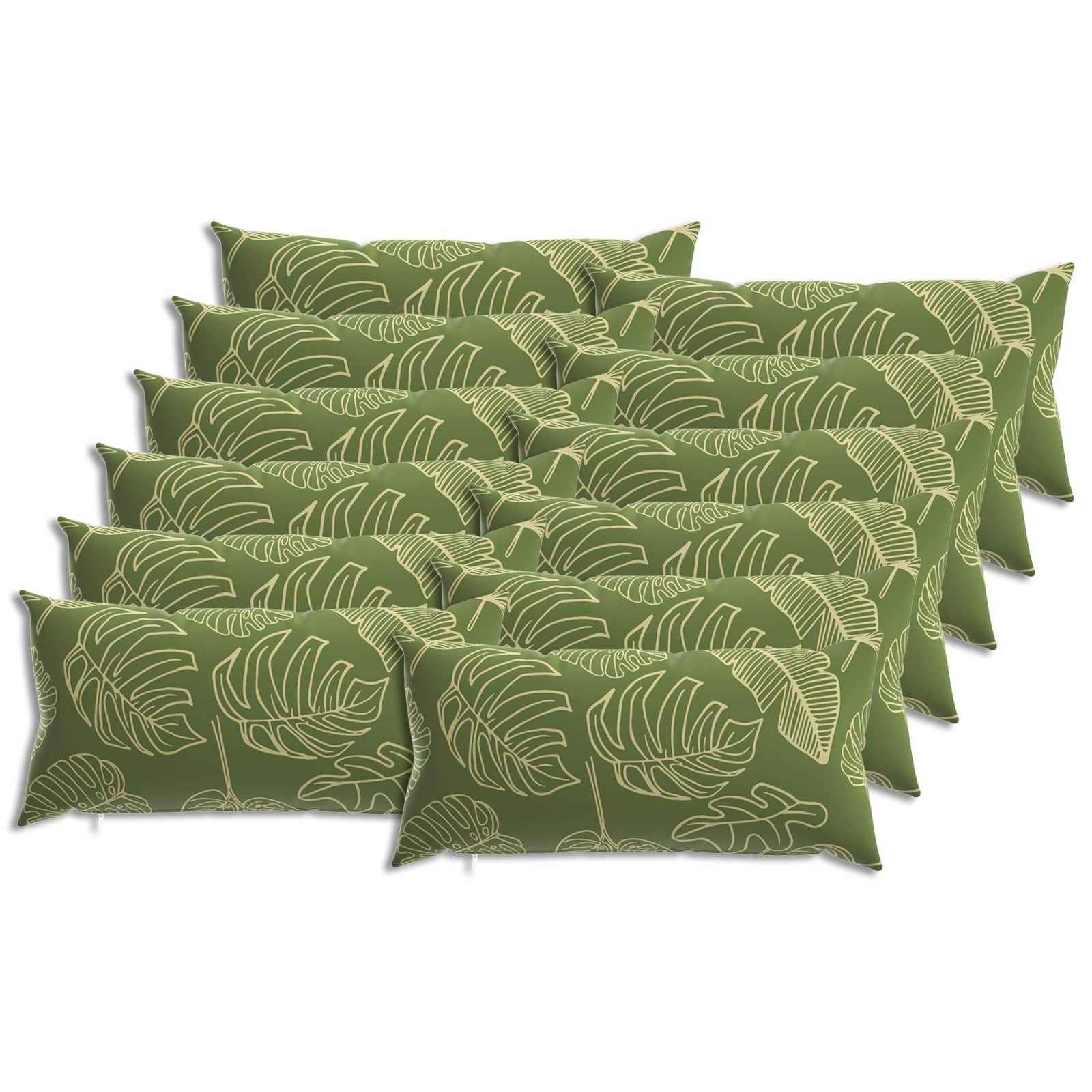 Kissen 12 Stk. Heerlen Blattdesign 40 X 80 Cm Polyester Vidaxl