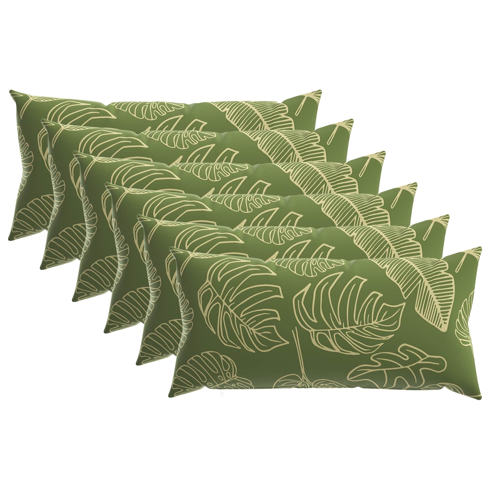 Kissen 6 Stk. Heerlen Blattdesign 40 X 80 Cm Polyester Vidaxl