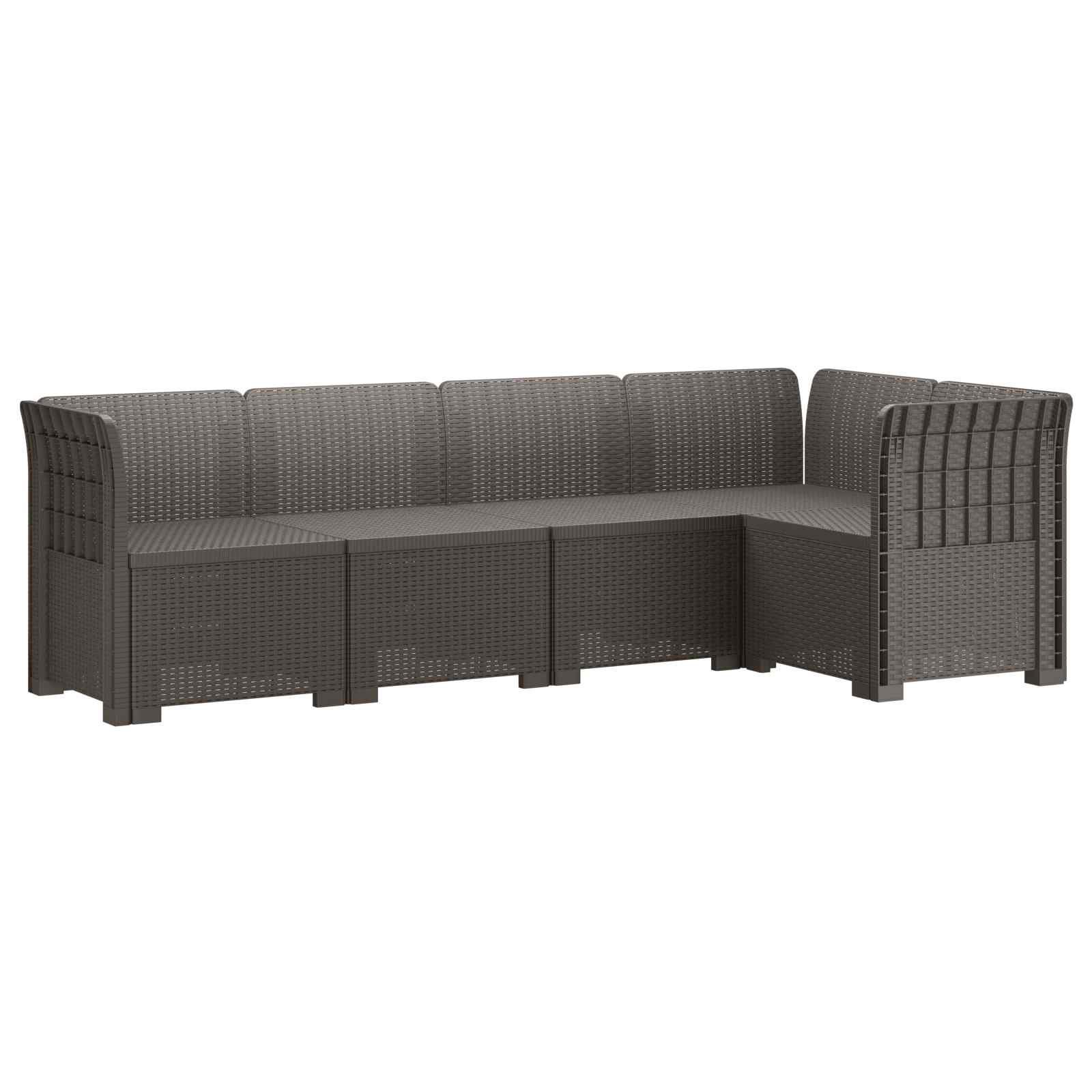 5-sitzer Gartensofa Rattan-look 5-sitzer Pp Hellgrau Vidaxl